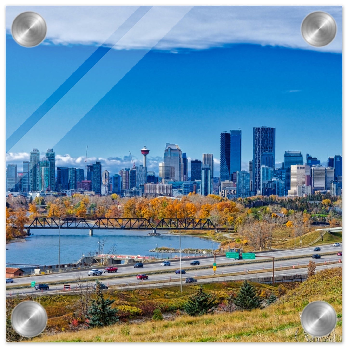 Acrylic Print - Downtown Calgary Max Bell Centre Fall HDR