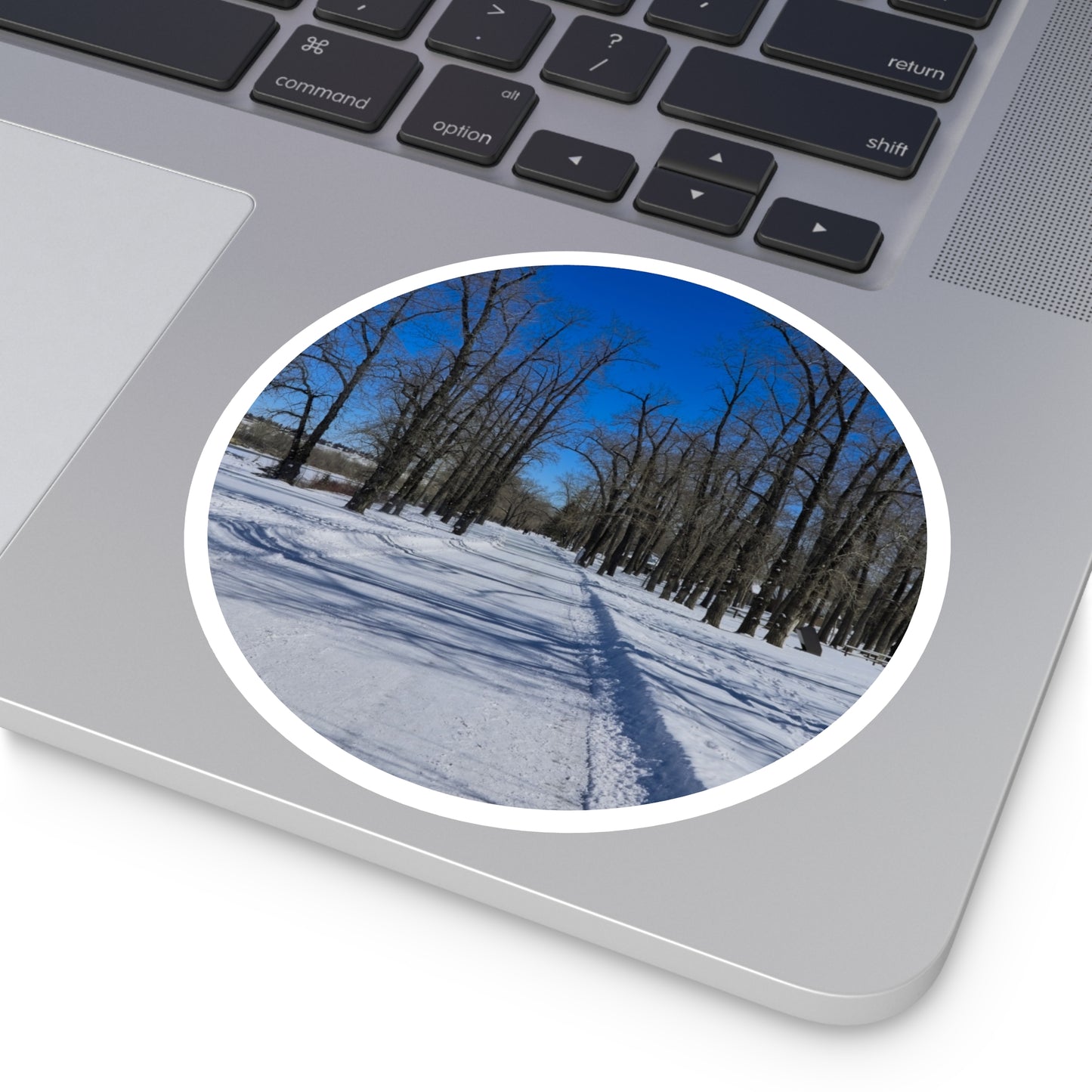 Round Stickers - Bowness Park Pathway Winter