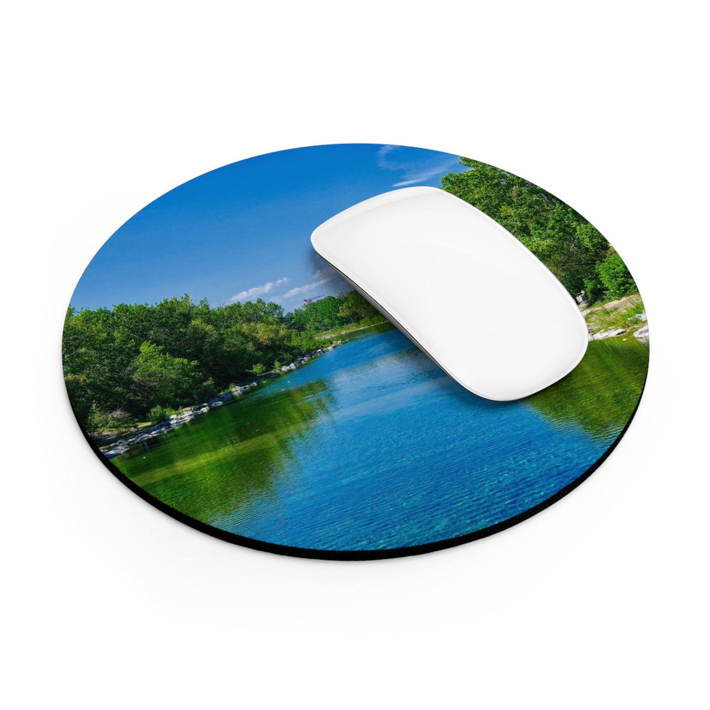 Round Mouse Pad - Bow River South Prince's Island Park HDR