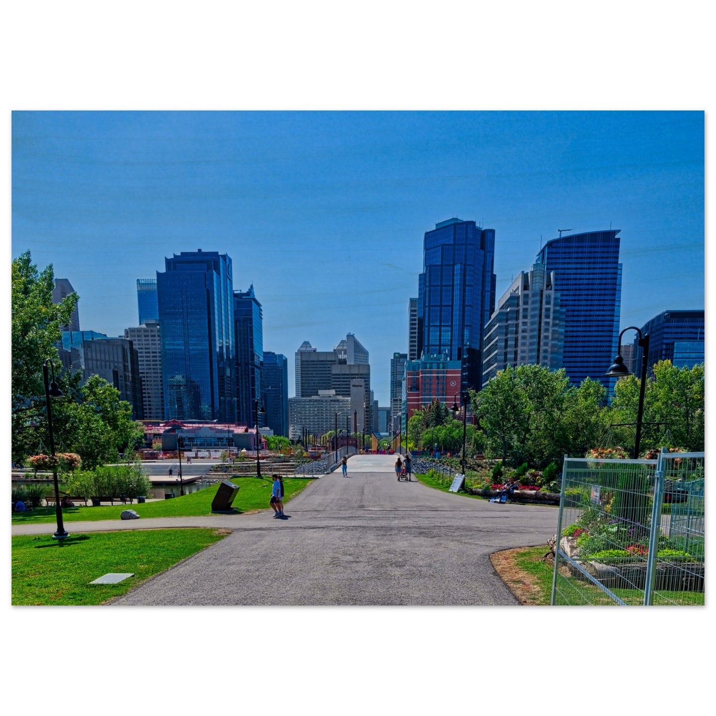Wood Print - Downtown Calgary Prince's Island Park HDR