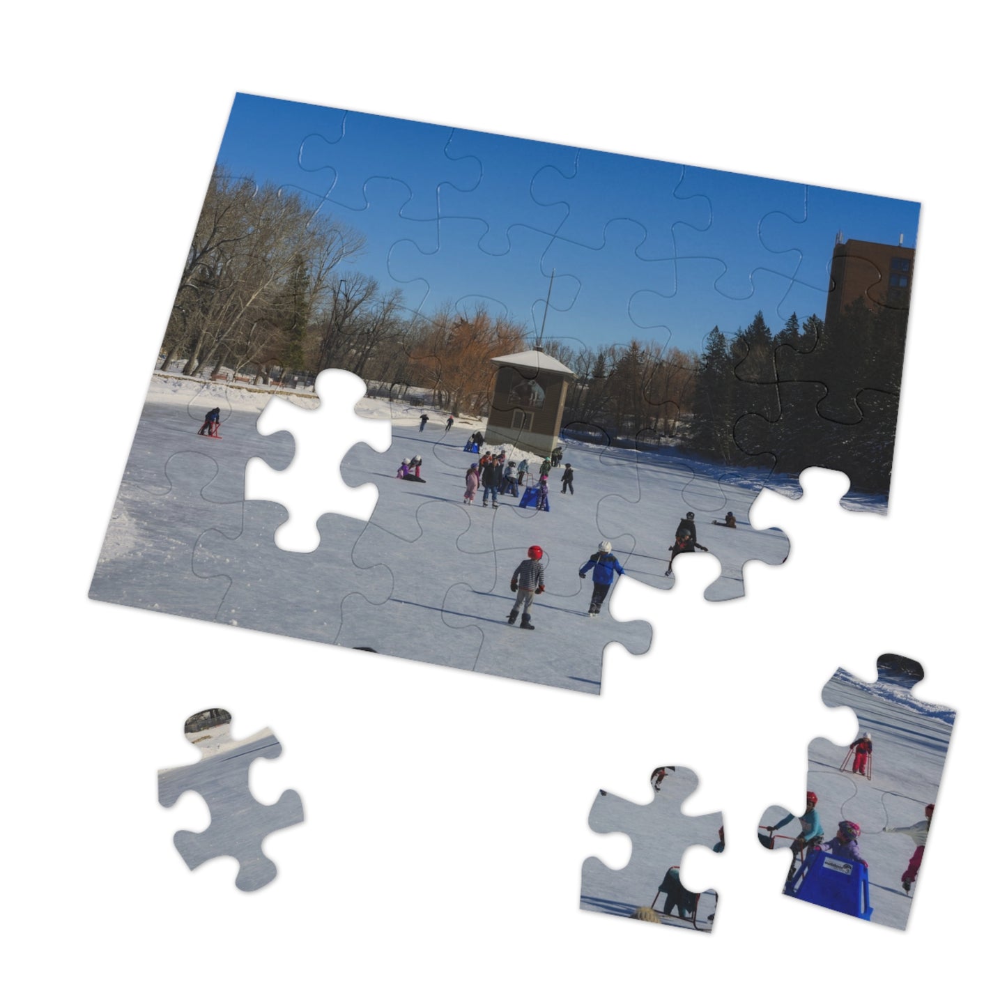 Jigsaw Puzzle (30, 110, 252, 500,1000-Piece) - Bowness Park Lagoon Winter