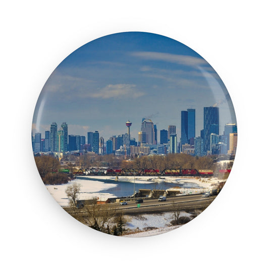 Button Magnet, Round (1 & 10 pcs) - Downtown Calgary Max Bell Centre Winter