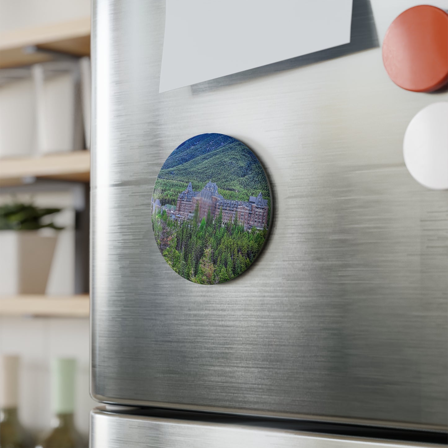 Button Magnet, Round (1 & 10 pcs) - Banff Springs Hotel Surprise Corner
