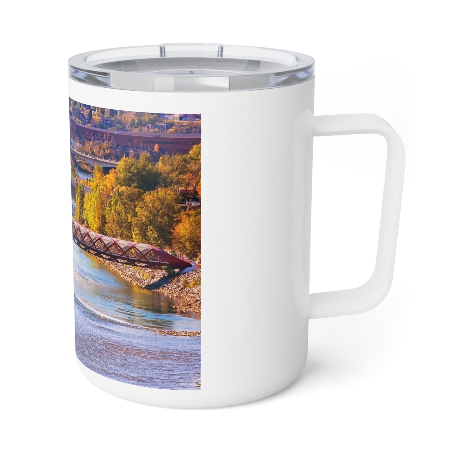 Insulated Coffee Mug, 10oz - Peace Bridge McHugh Bluff Fall