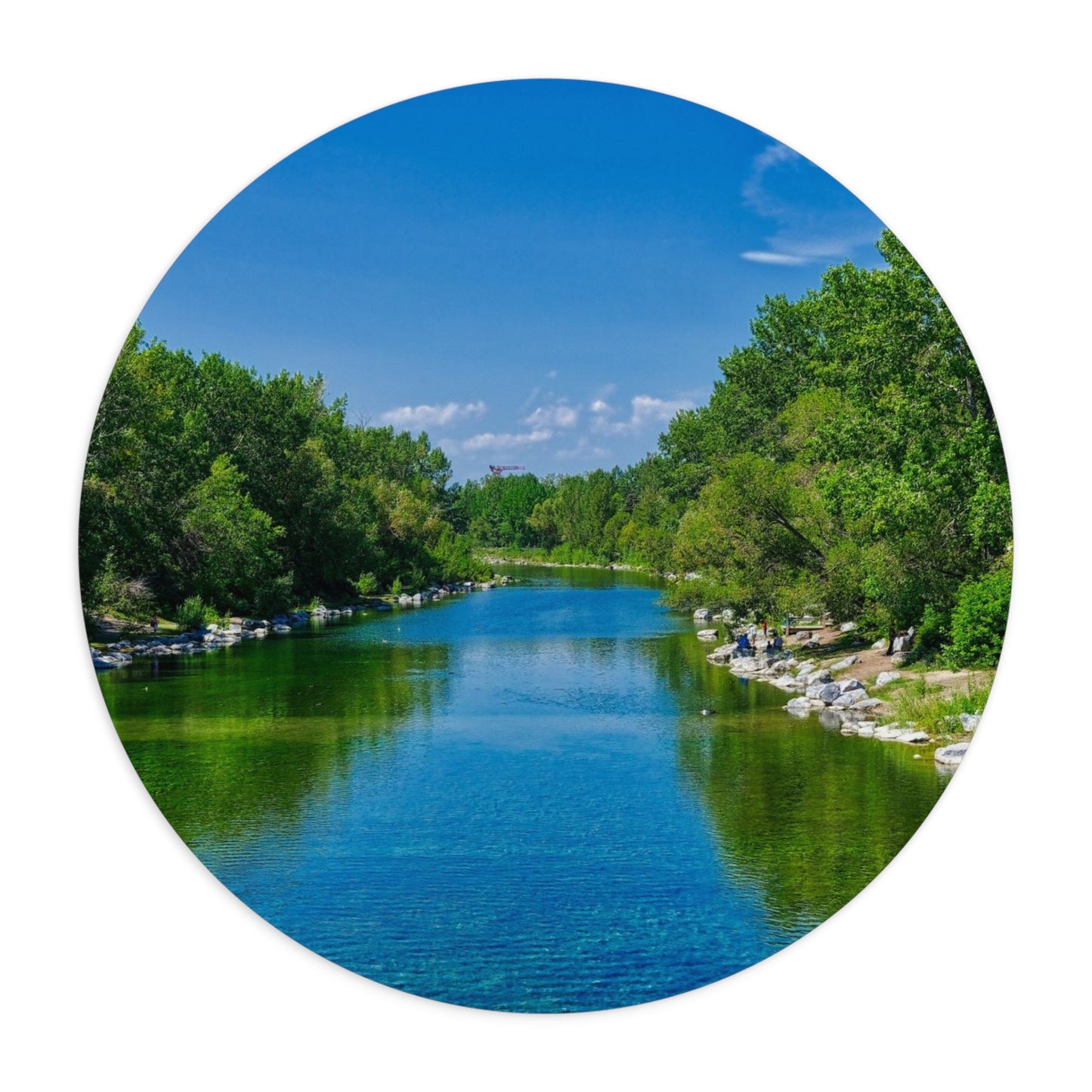 Round Mouse Pad - Bow River South Prince's Island Park HDR