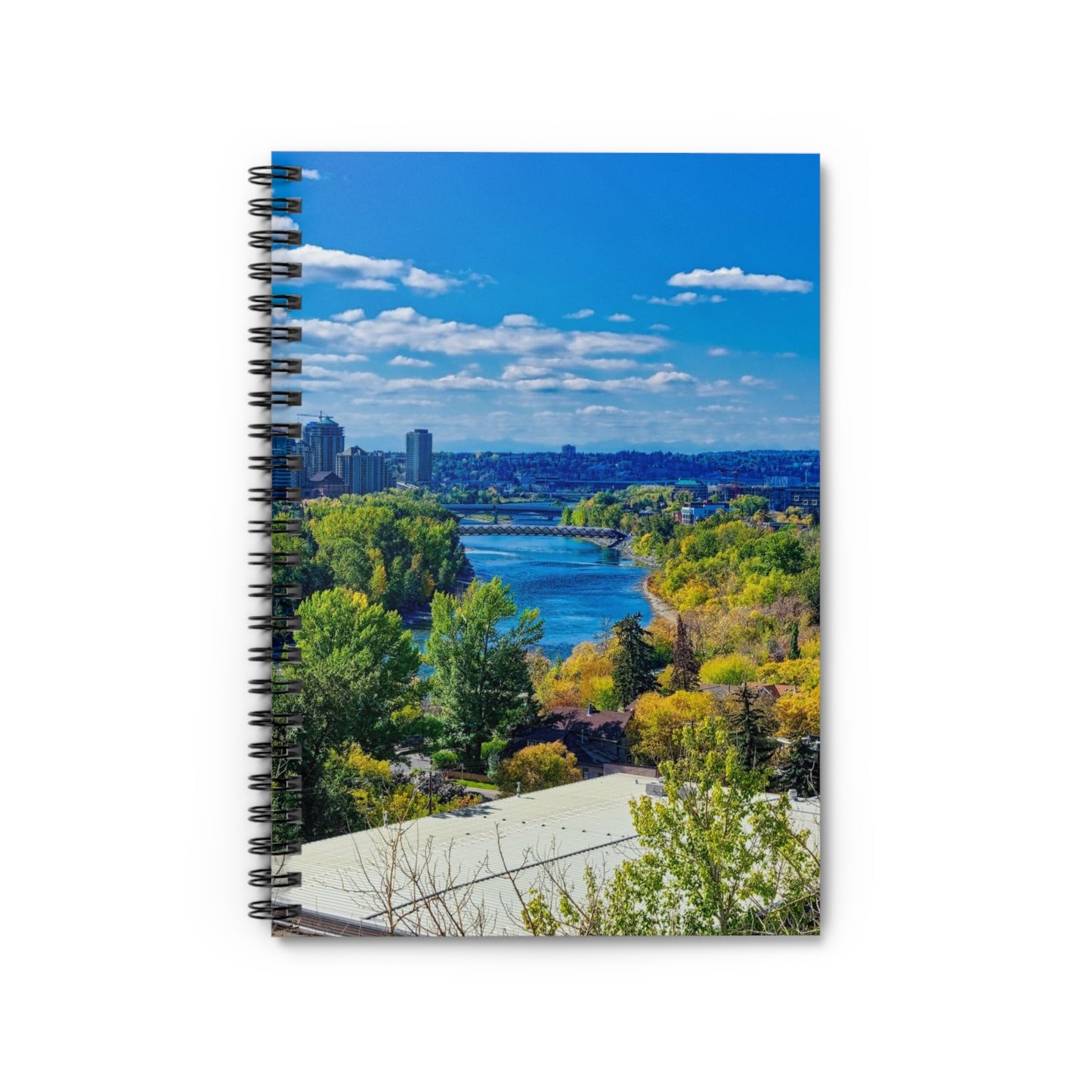 Ruled Line Spiral Notebook - Bow River Peace Bridge McHugh Bluff Fall HDR