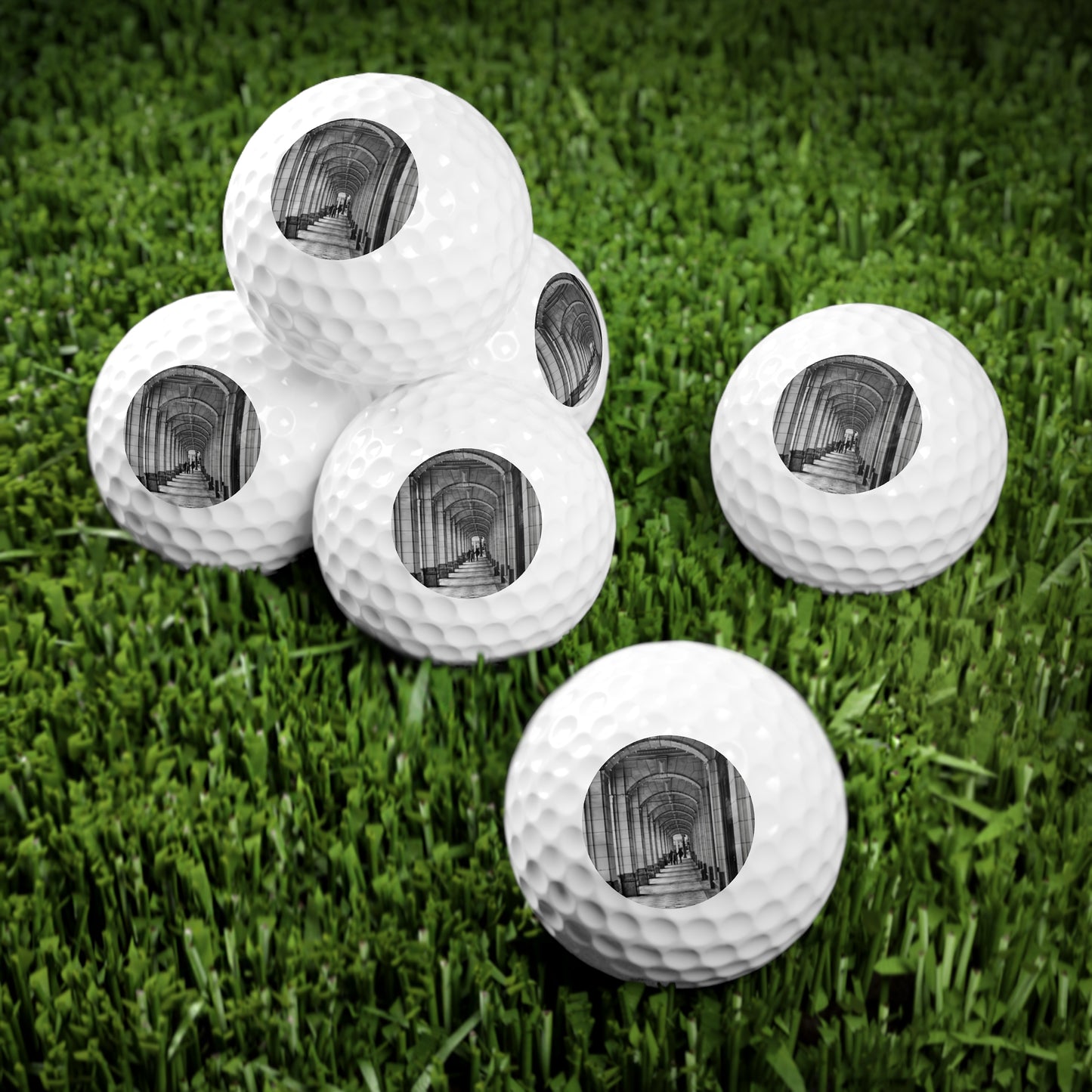 Golf Balls, 6pcs - Downtown Calgary Hudson's Bay Sidewalk Black and White