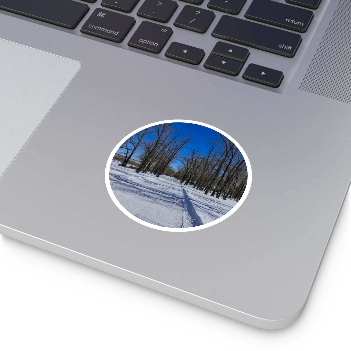 Round Stickers - Bowness Park Pathway Winter