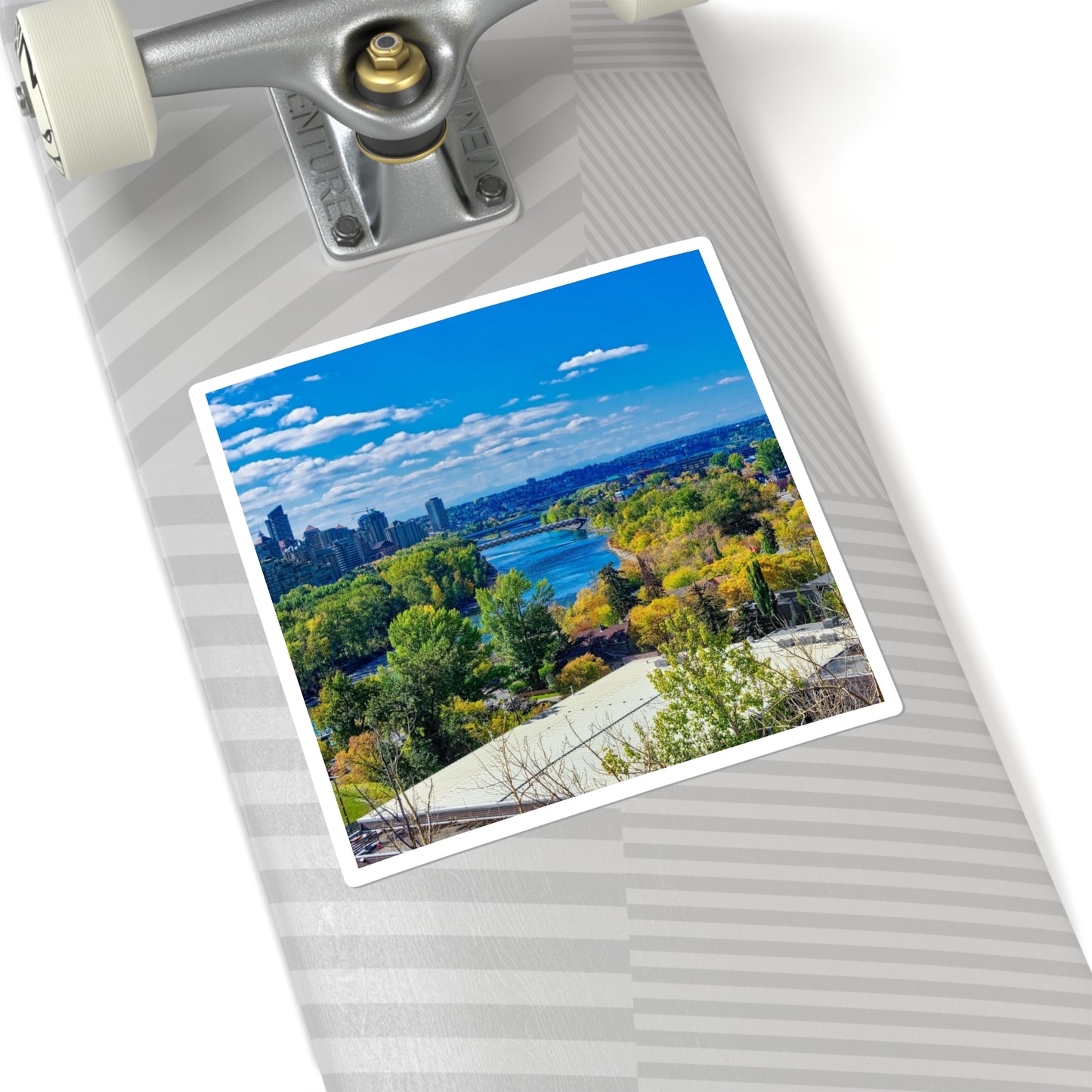 Square Stickers - Bow River Peace Bridge McHugh Bluff Fall HDR