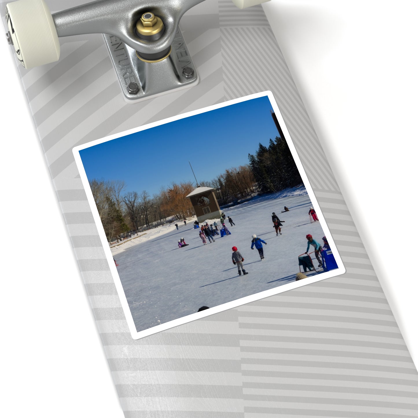 Square Stickers - Bowness Park Lagoon Winter
