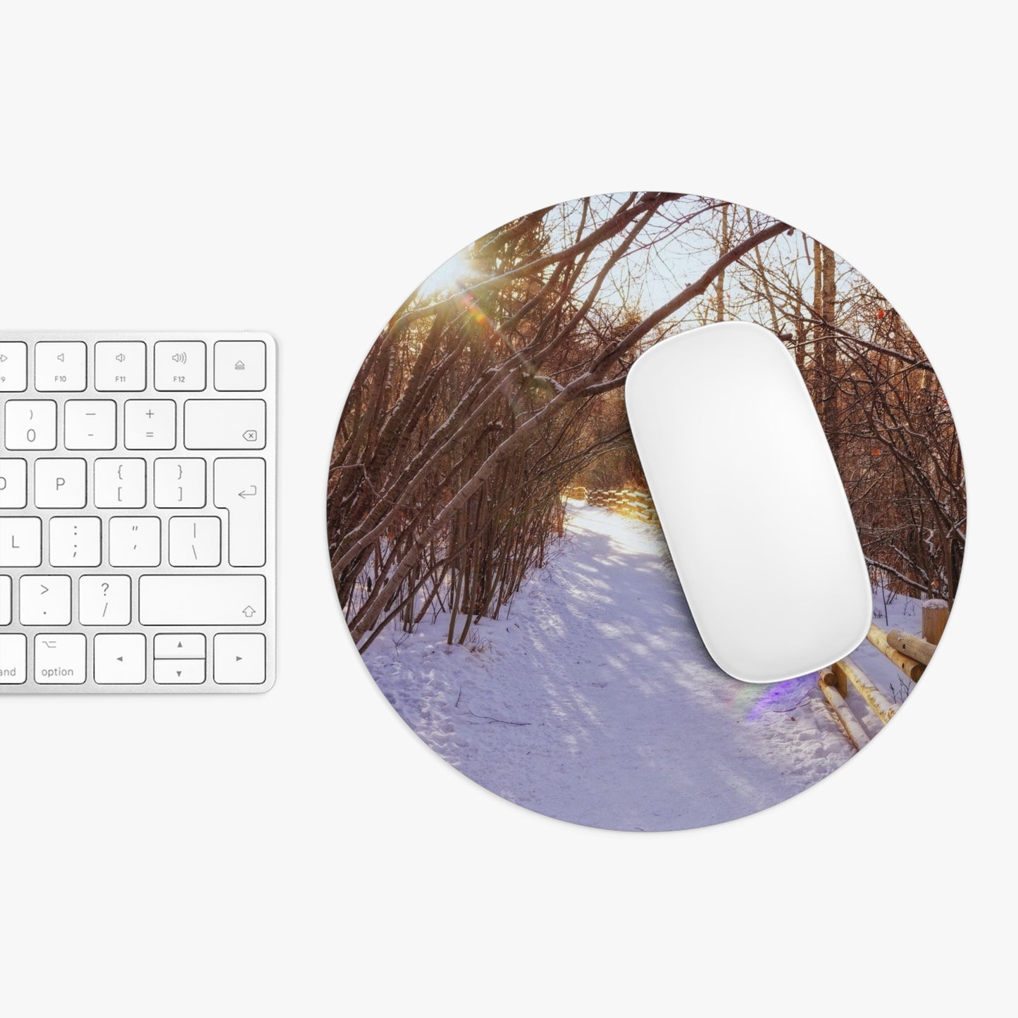 Round Mouse Pad - Riverdale Park Forest Winter