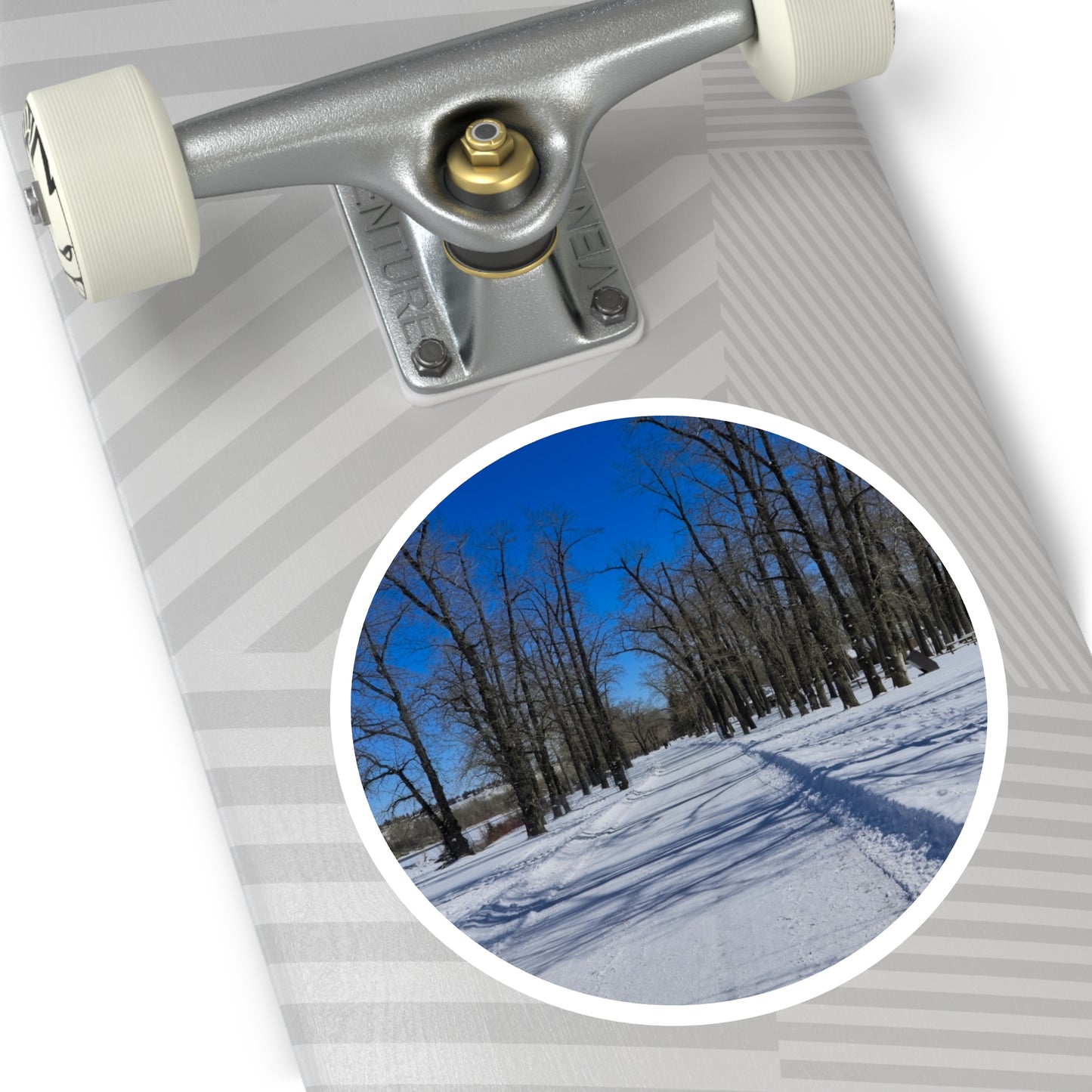 Round Stickers - Bowness Park Pathway Winter