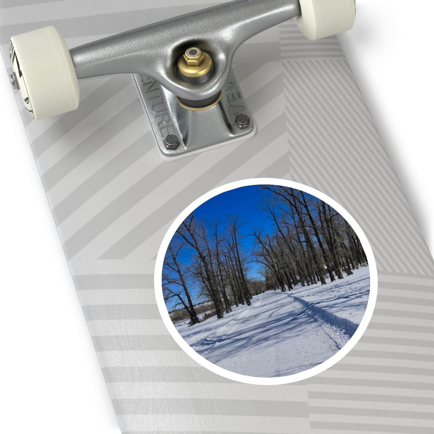 Round Stickers - Bowness Park Pathway Winter