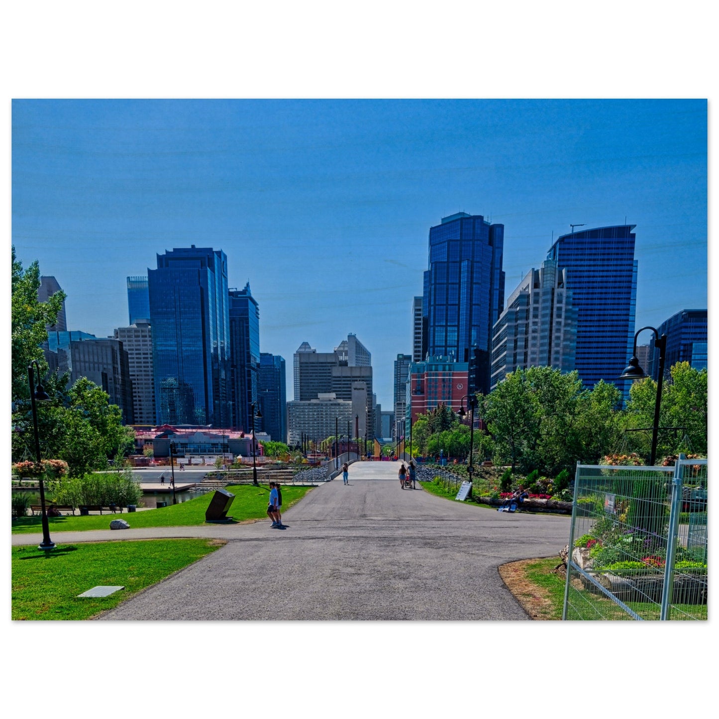 Wood Print - Downtown Calgary Prince's Island Park HDR