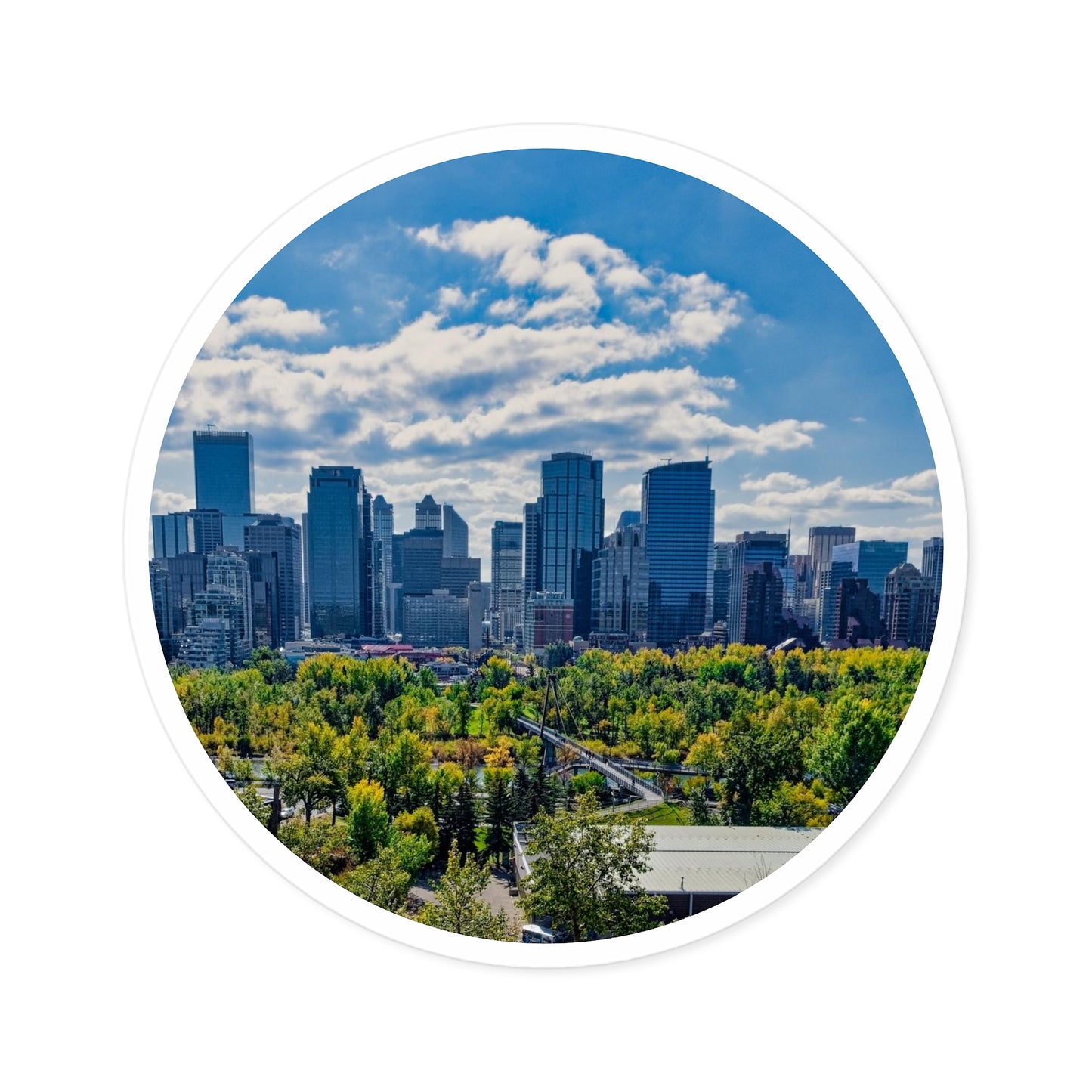 Round Stickers - Downtown Calgary McHugh Bluff Fall