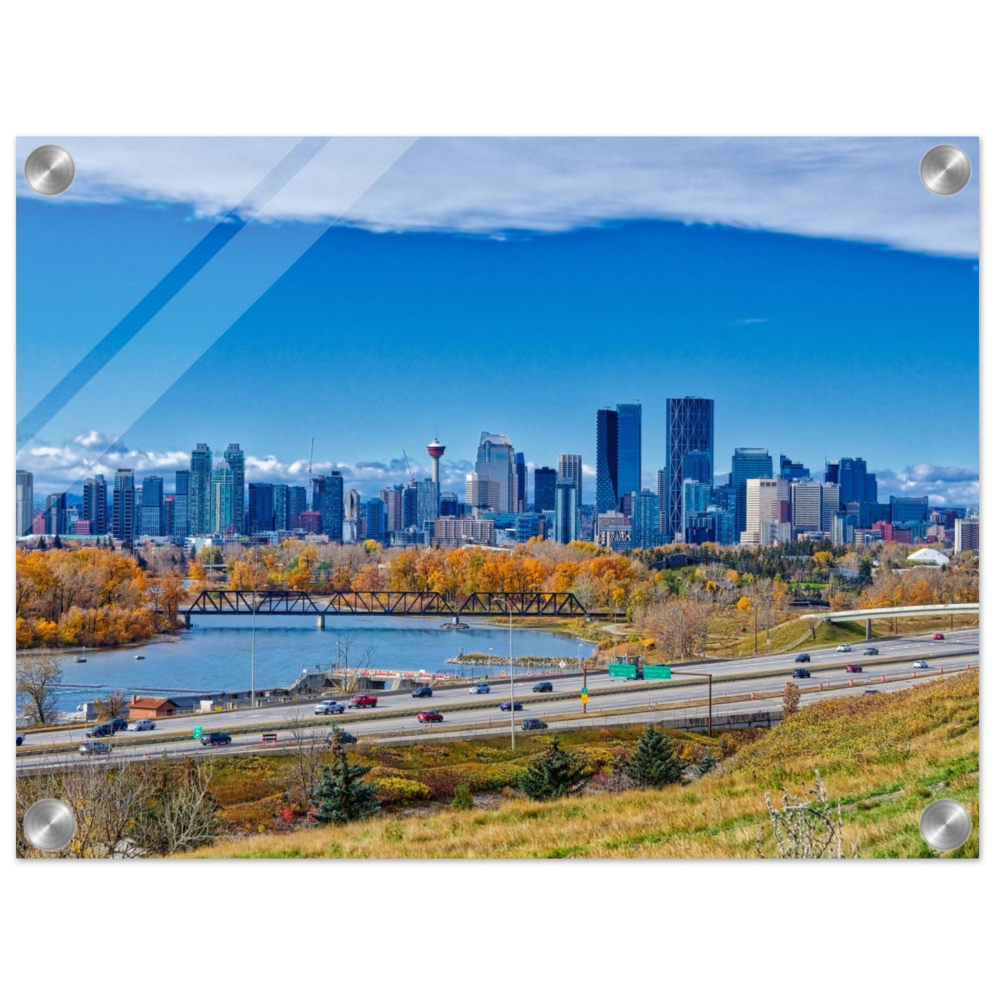 Acrylic Print - Downtown Calgary Max Bell Centre Fall HDR
