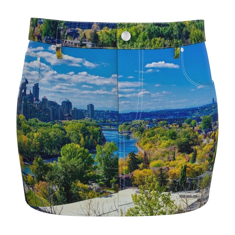 Women's Denim Skirt - McHugh Bluff Bow River Peace Bridge HDR Fall