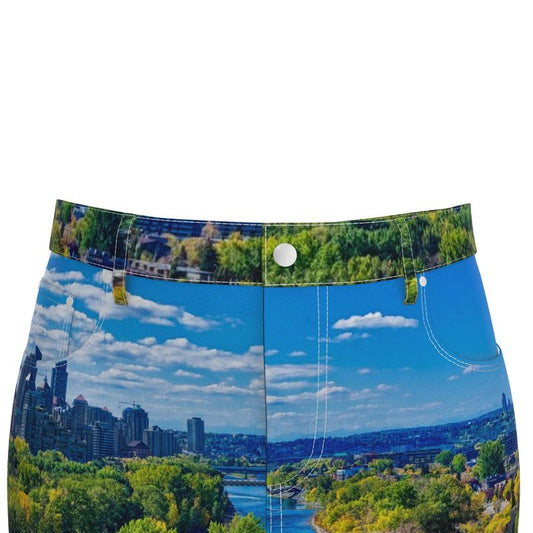 Women's Denim Skirt - McHugh Bluff Bow River Peace Bridge HDR Fall