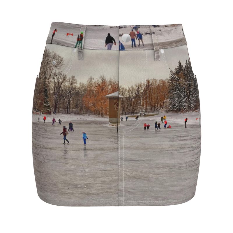 Women's Denim Skirt - Bowness Park Lagoon Winter