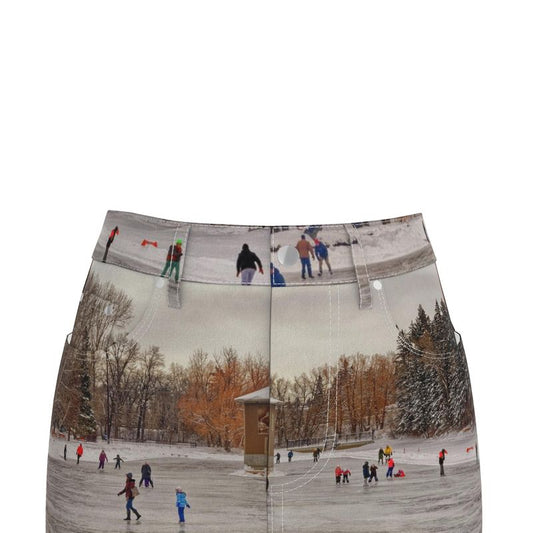 Women's Denim Skirt - Bowness Park Lagoon Winter