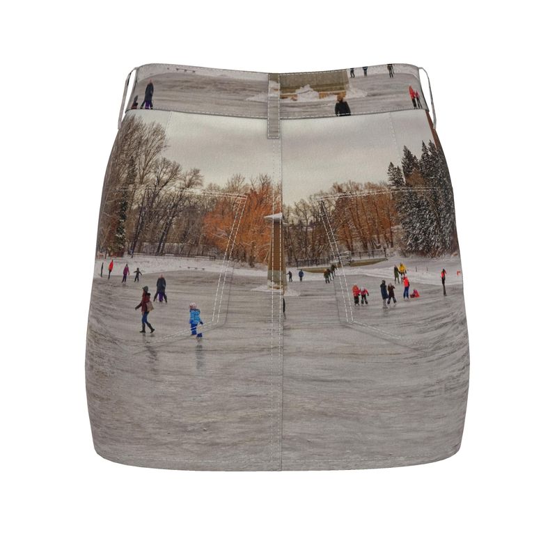 Women's Denim Skirt - Bowness Park Lagoon Winter