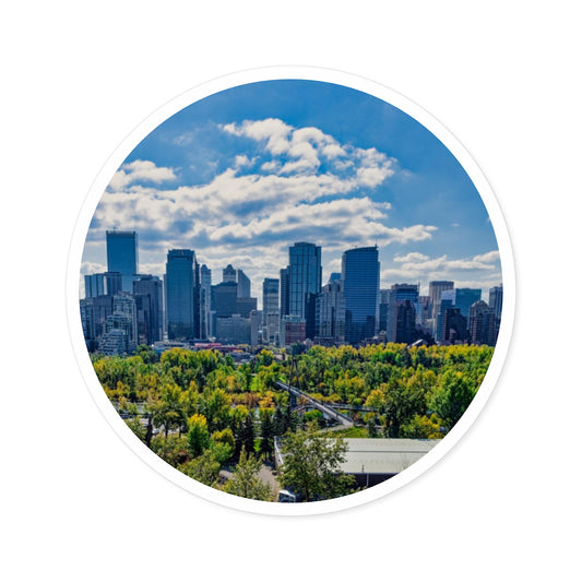 Round Stickers - Downtown Calgary McHugh Bluff Fall
