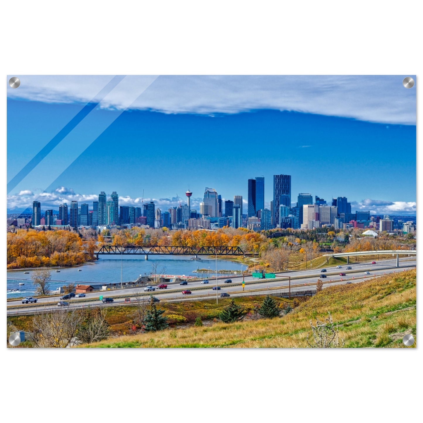 Acrylic Print - Downtown Calgary Max Bell Centre Fall HDR