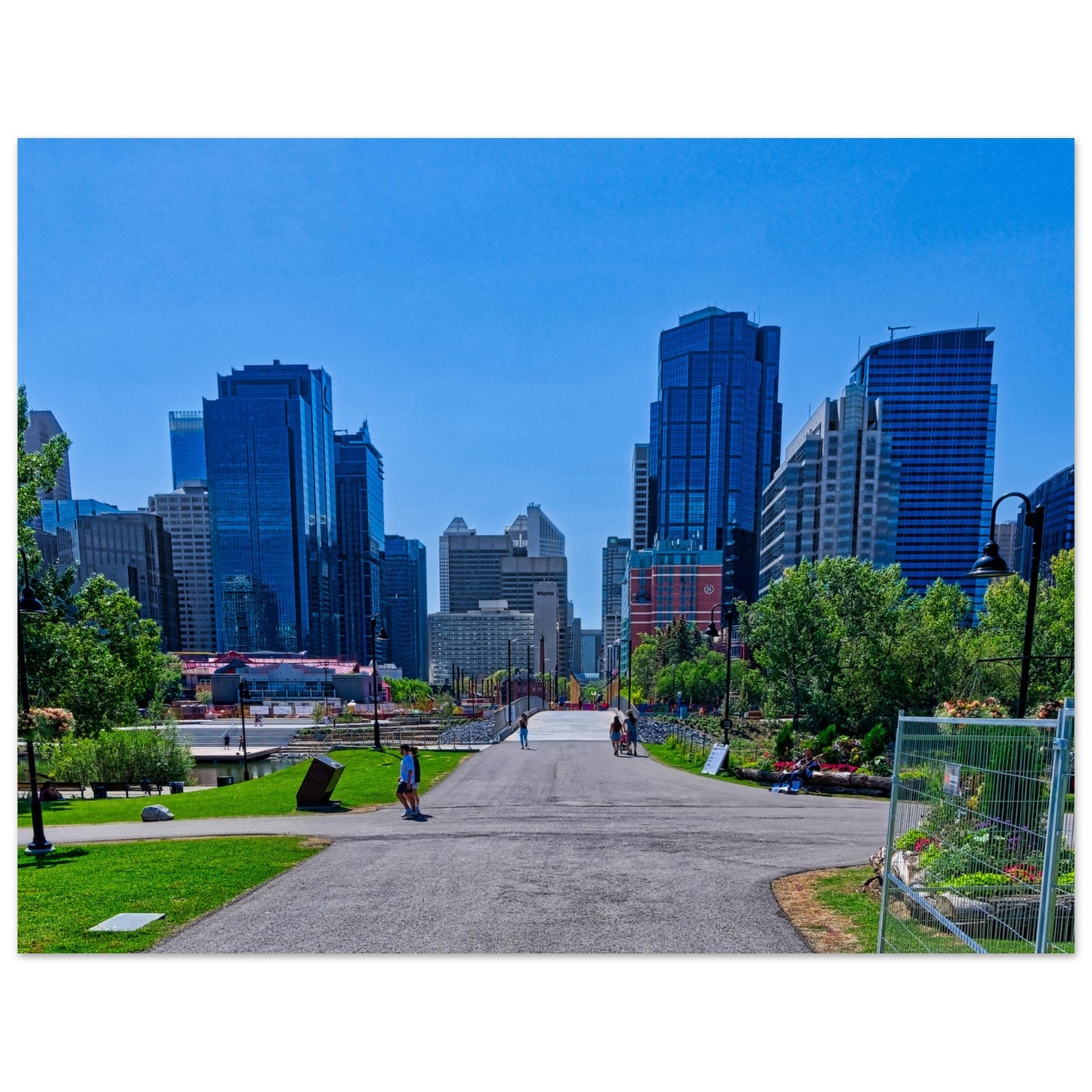 Premium Semi-Glossy Poster Print - Downtown Calgary Prince's Island Park HDR