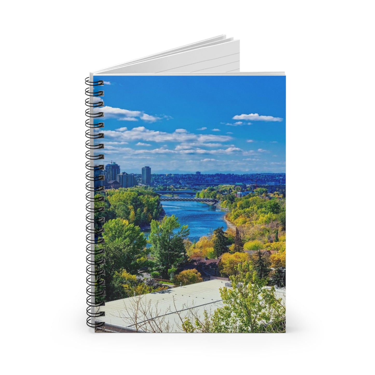 Ruled Line Spiral Notebook - Bow River Peace Bridge McHugh Bluff Fall HDR