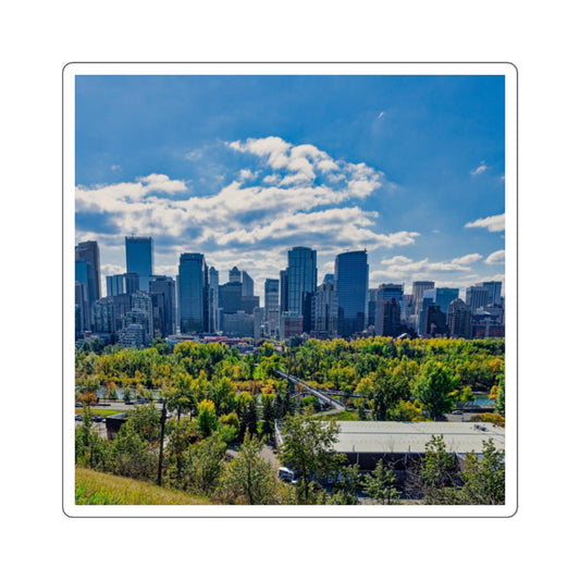 Square Stickers - Downtown Calgary McHugh Bluff Fall