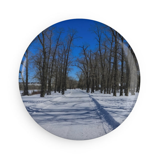 Button Magnet, Round (1 & 10 pcs) - Bowness Park Pathway Winter