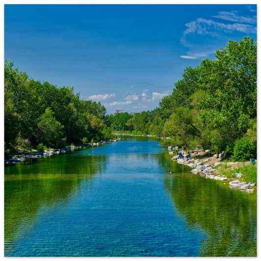 Wood Print - Bow River South Prince's Island Park HDR