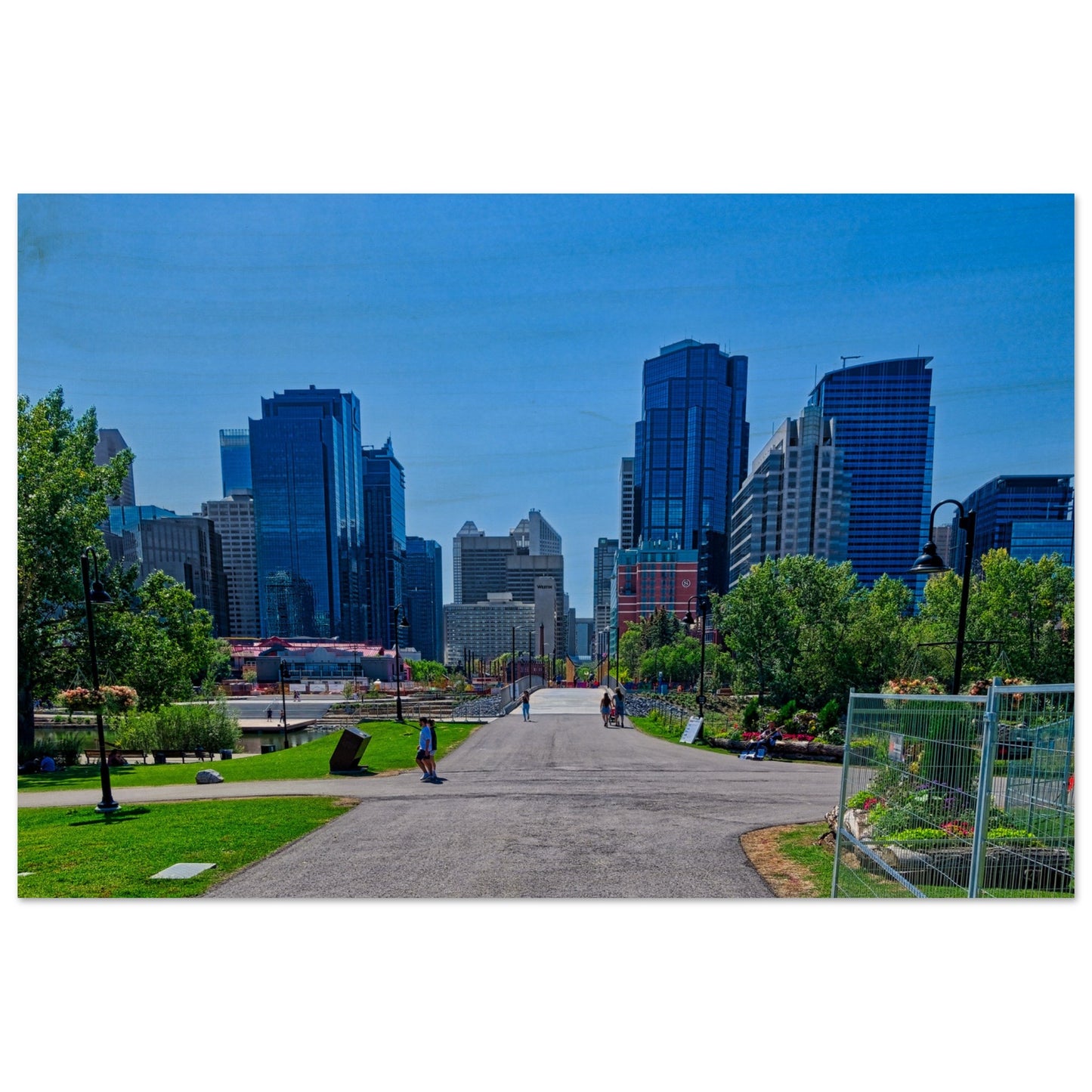 Wood Print - Downtown Calgary Prince's Island Park HDR