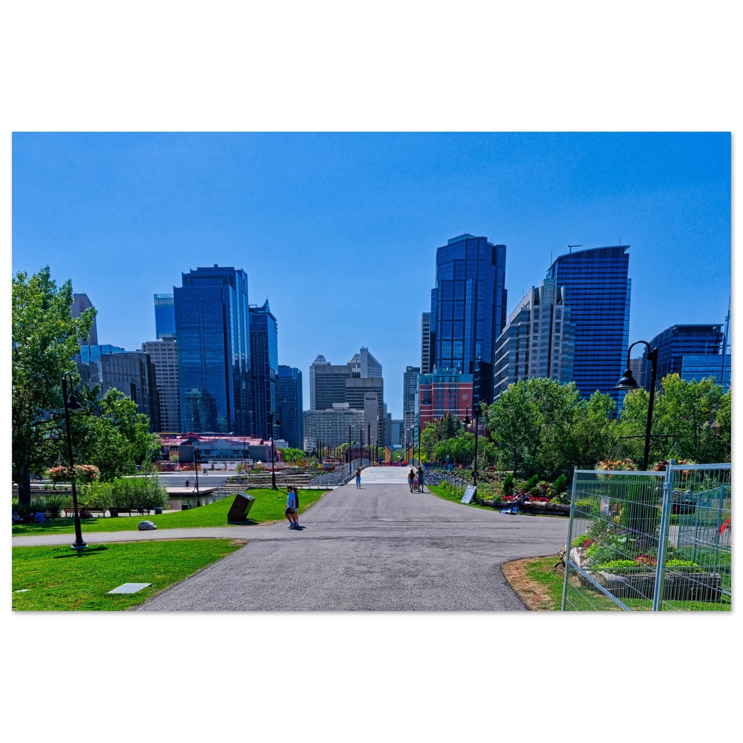 Premium Semi-Glossy Poster Print - Downtown Calgary Prince's Island Park HDR