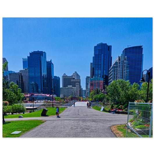 Premium Semi-Glossy Poster Print - Downtown Calgary Prince's Island Park HDR