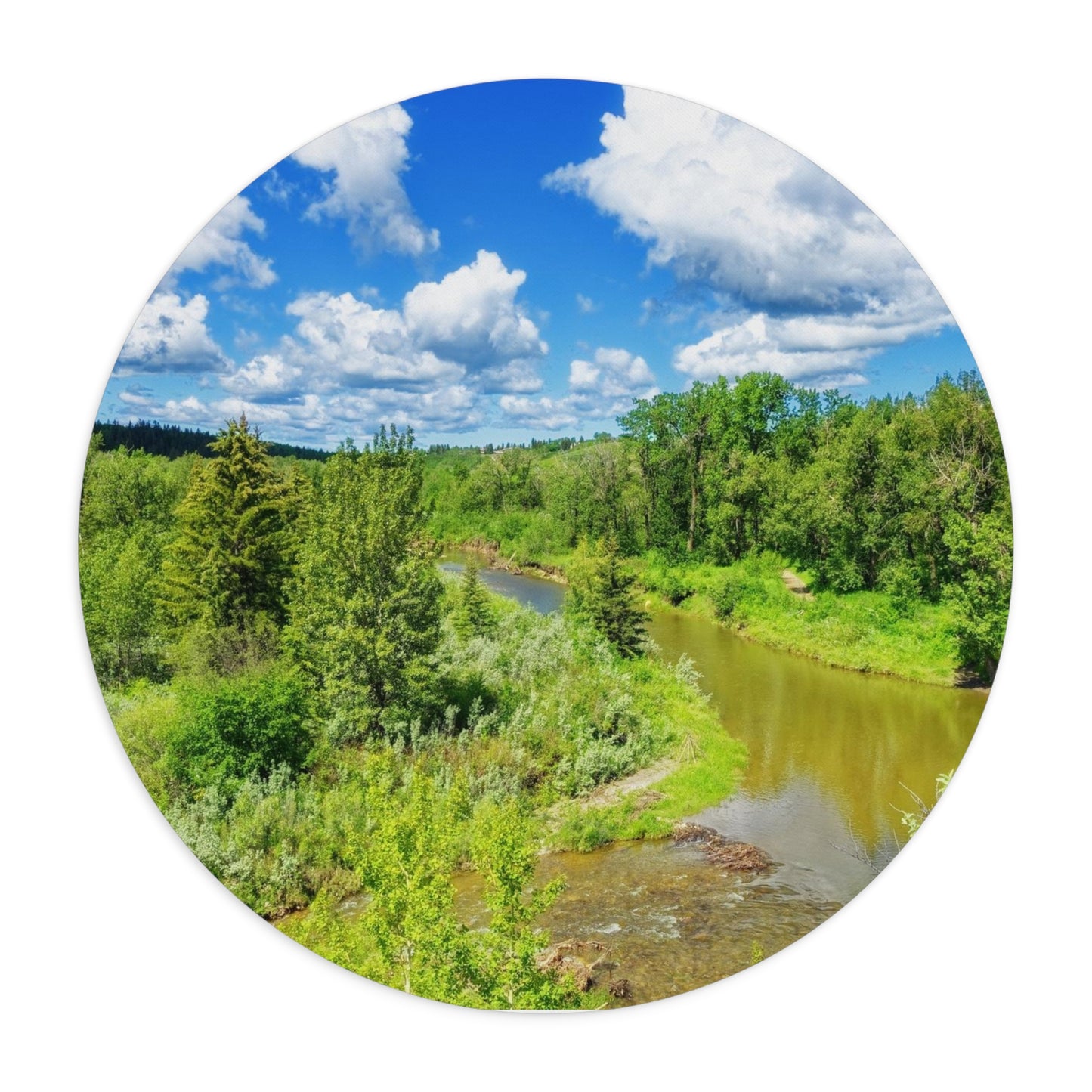 Round Mouse Pad - Fish Creek Park Votier's Flats Lookout