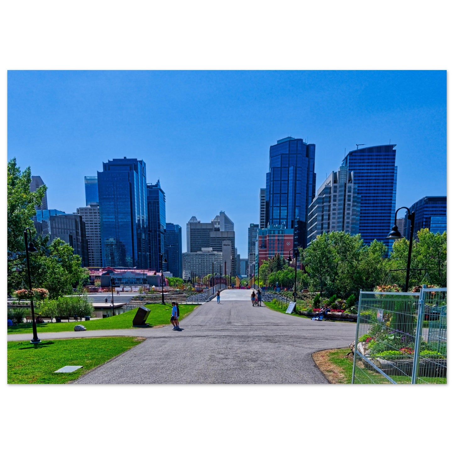 Premium Semi-Glossy Poster Print - Downtown Calgary Prince's Island Park HDR