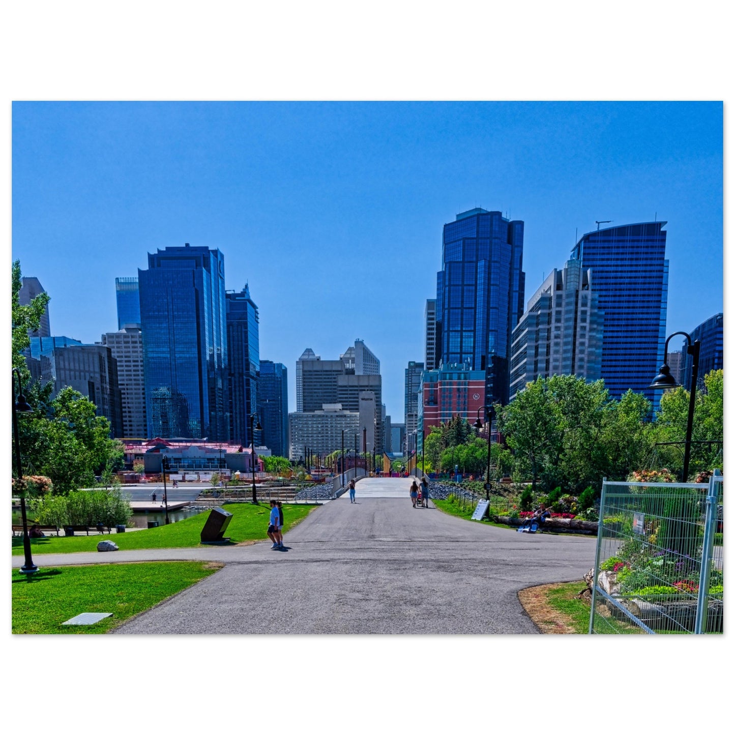 Premium Semi-Glossy Poster Print - Downtown Calgary Prince's Island Park HDR