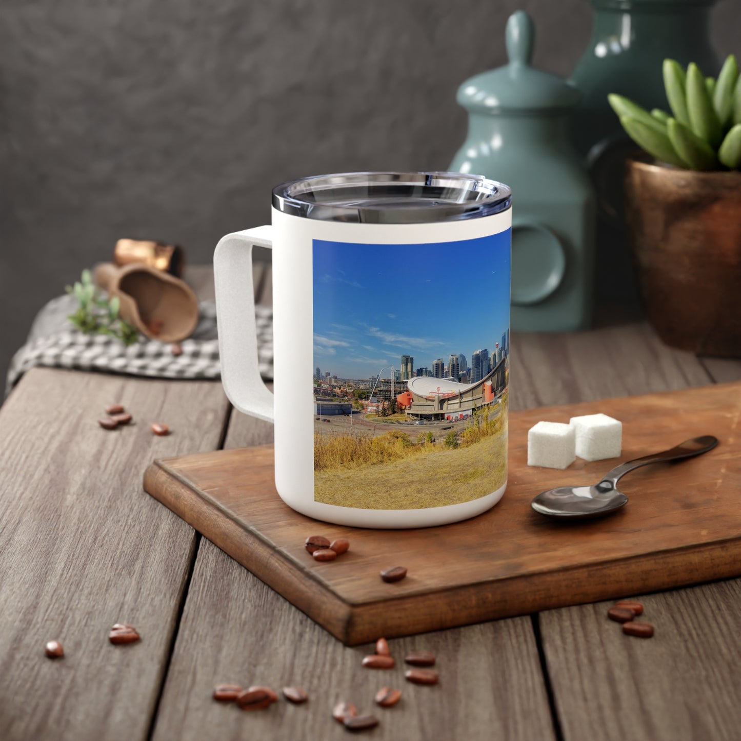Insulated Coffee Mug, 10oz - Downtown Calgary Scotsman's Hill Fall Colours