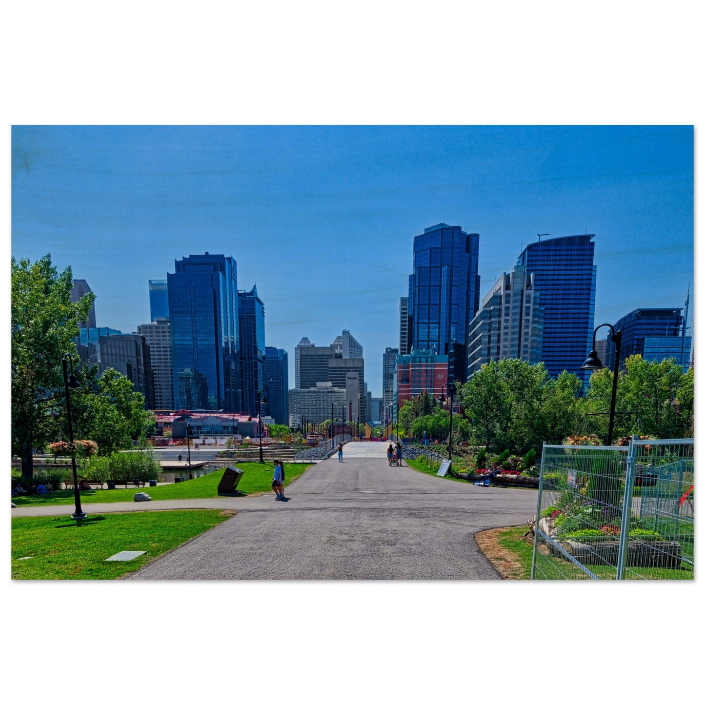 Wood Print - Downtown Calgary Prince's Island Park HDR