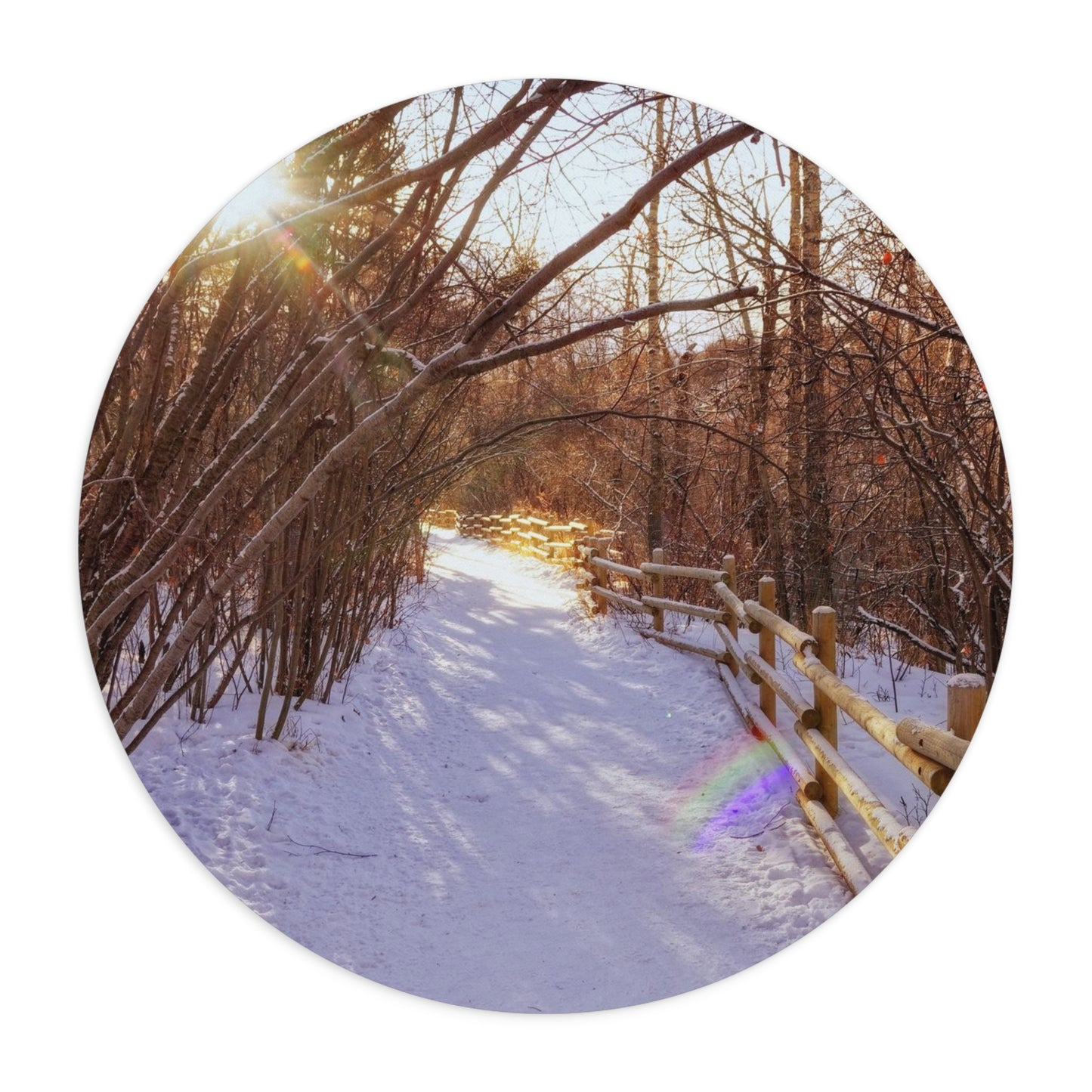 Round Mouse Pad - Riverdale Park Forest Winter