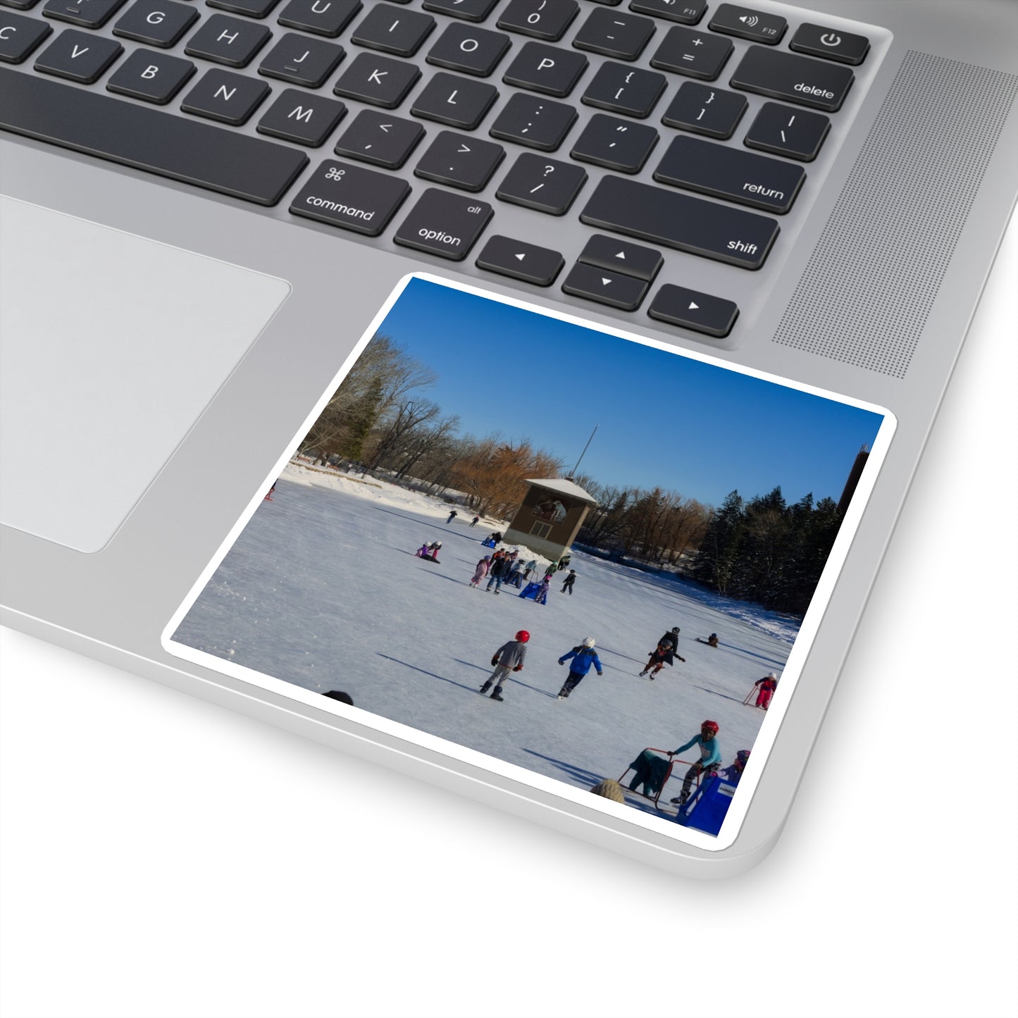 Square Stickers - Bowness Park Lagoon Winter