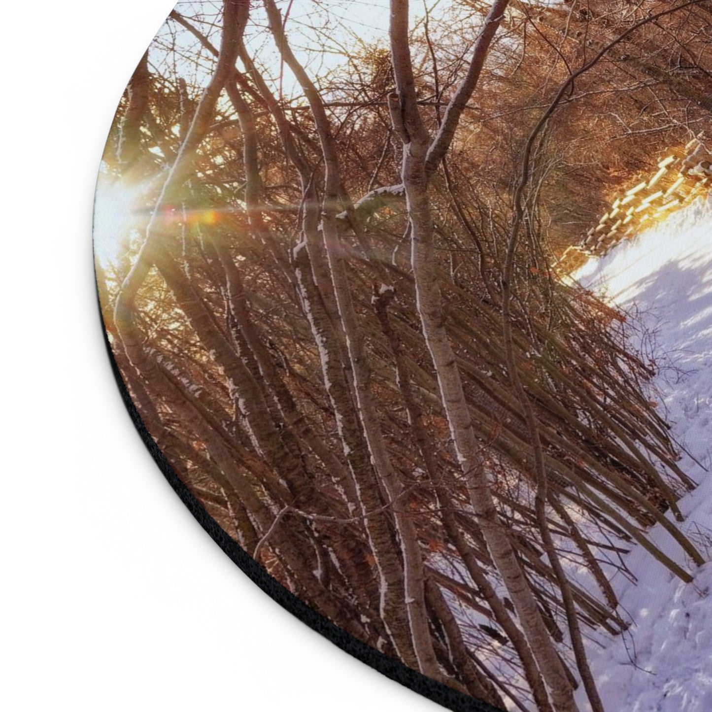 Round Mouse Pad - Riverdale Park Forest Winter