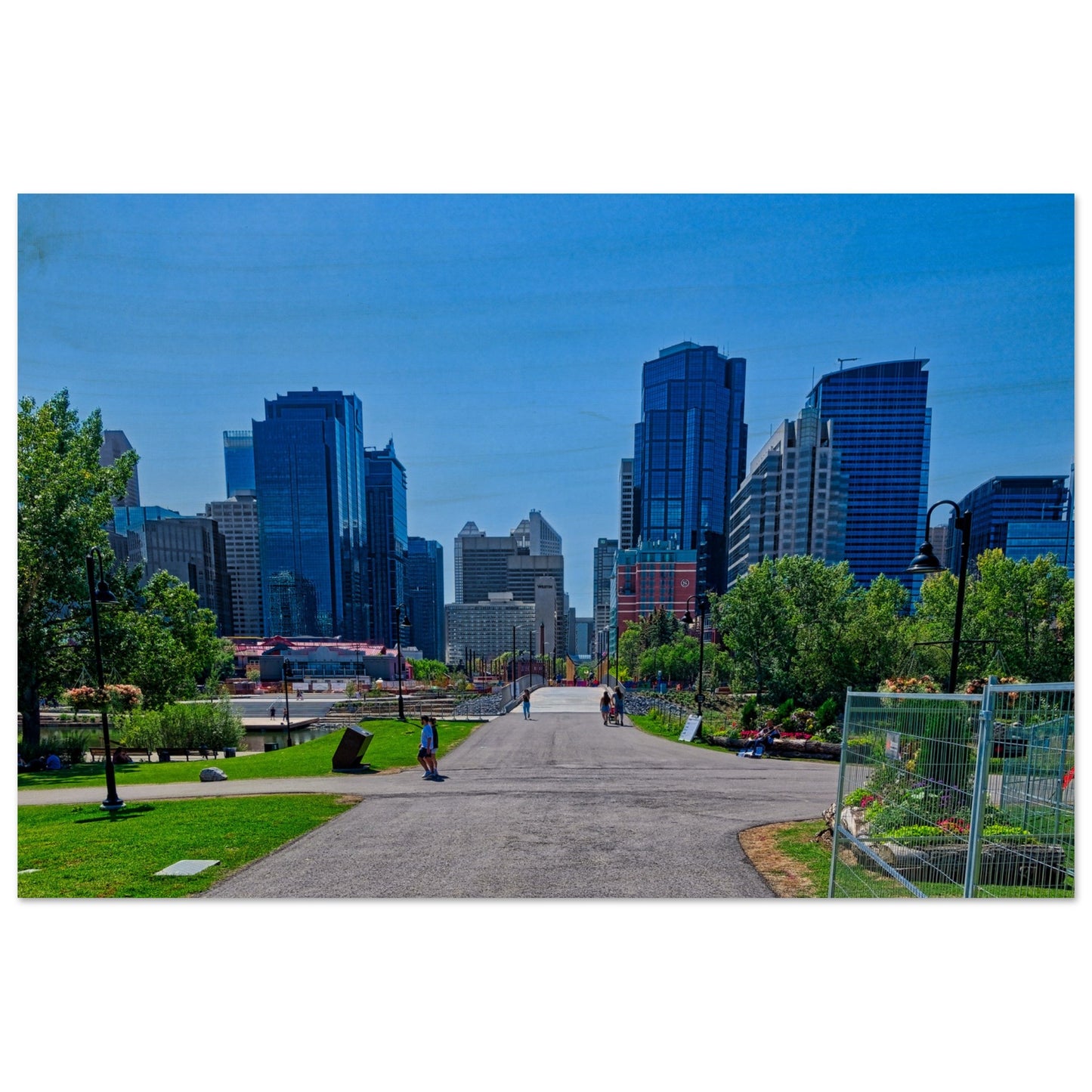 Wood Print - Downtown Calgary Prince's Island Park HDR