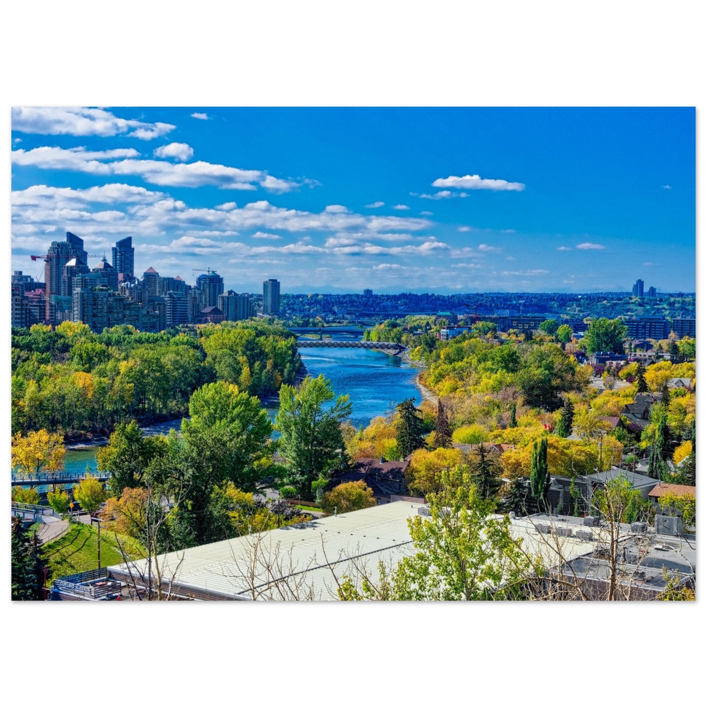 Premium Semi-Glossy Poster Print - Bow River Peace Bridge McHugh Bluff Fall HDR