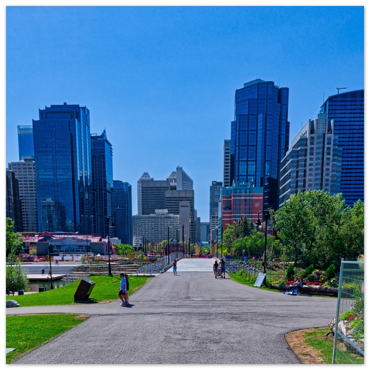 Premium Semi-Glossy Poster Print - Downtown Calgary Prince's Island Park HDR