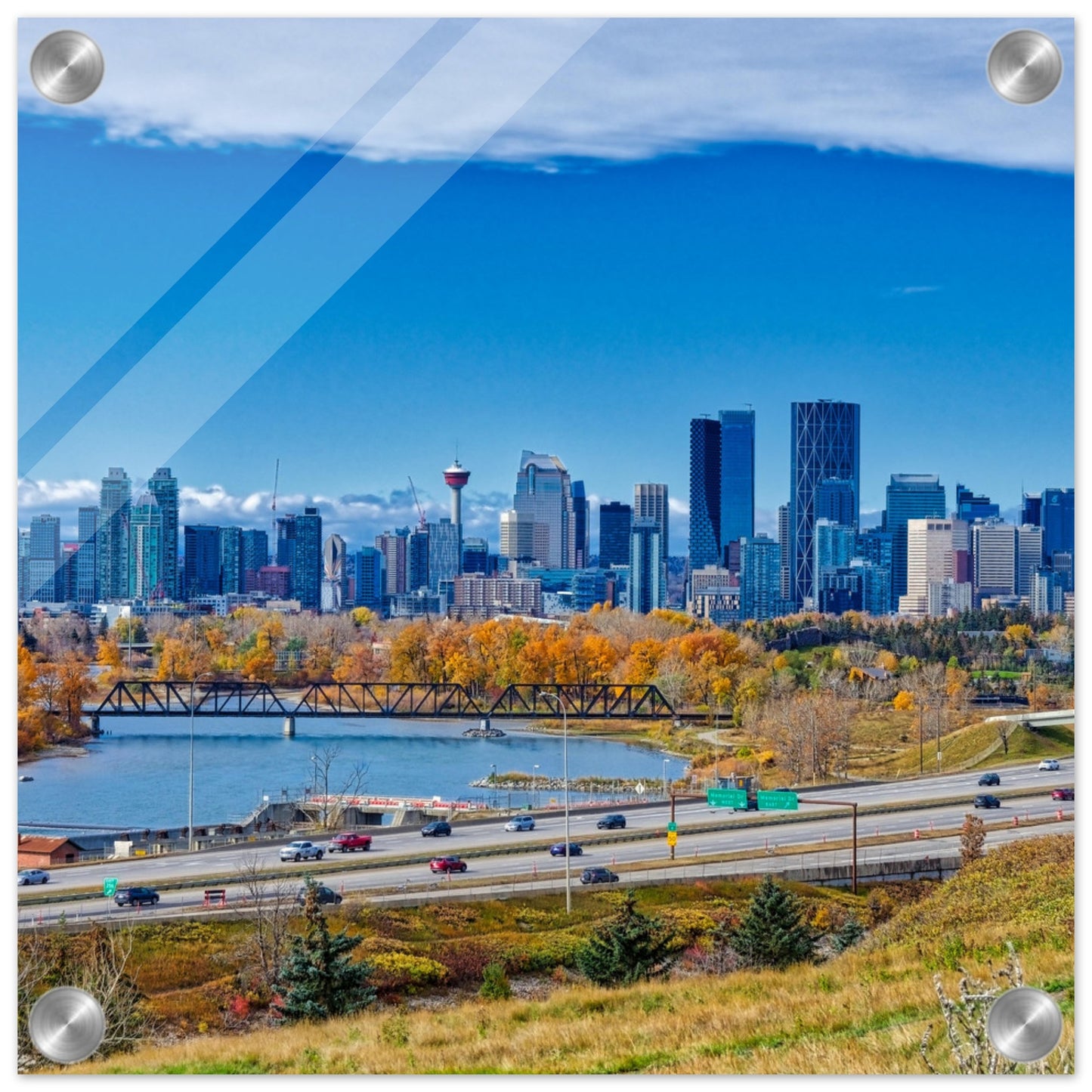Acrylic Print - Downtown Calgary Max Bell Centre Fall HDR