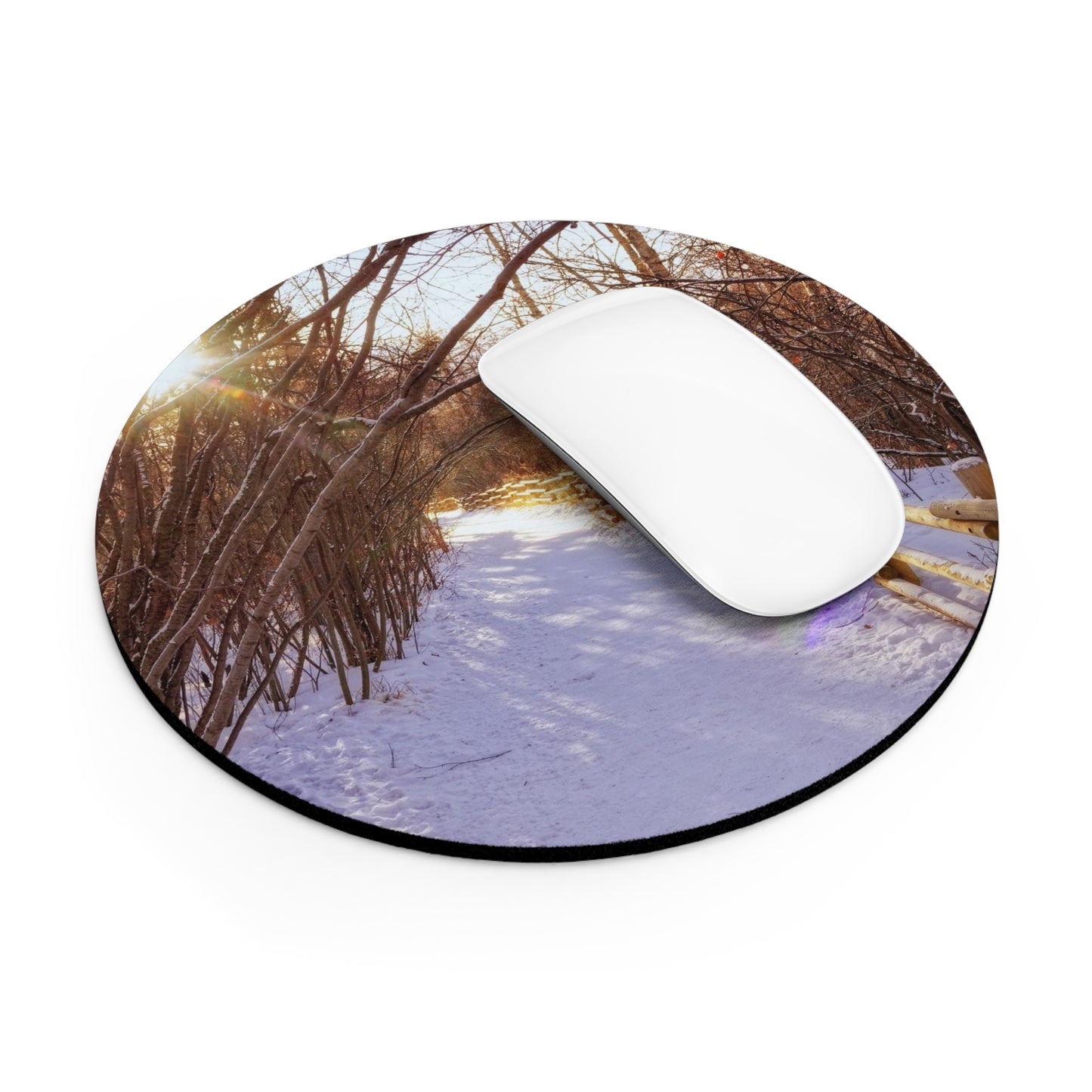 Round Mouse Pad - Riverdale Park Forest Winter