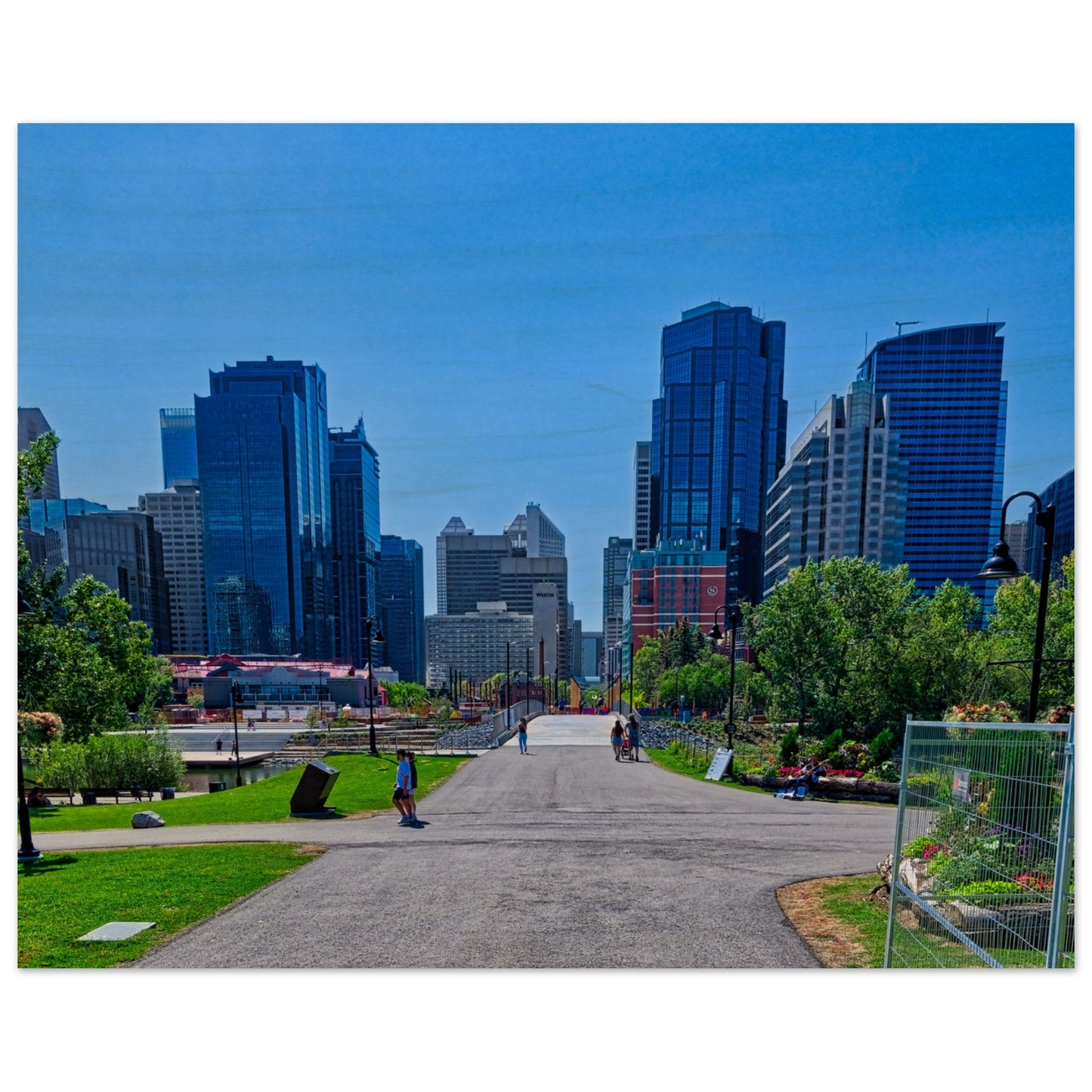 Wood Print - Downtown Calgary Prince's Island Park HDR