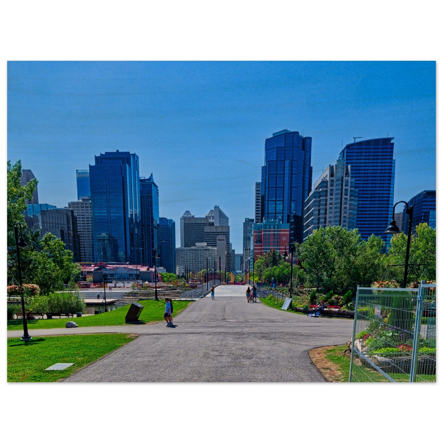 Wood Print - Downtown Calgary Prince's Island Park HDR